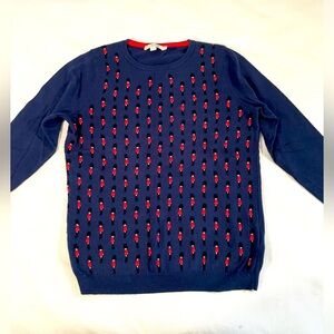 Boden navy blue women’s British soldier sweater. Cotton and cashmere blend.